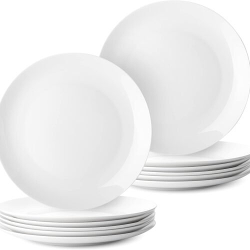 BTaT- White Dinner Plates, 10.5 inch, Set of 12, White Plates, White Dinner Plates Bulk, White Plate Set, Plates, Dinner Plates, Plates Set, Restaurant Dishes, White Porcelain Dinner Plates