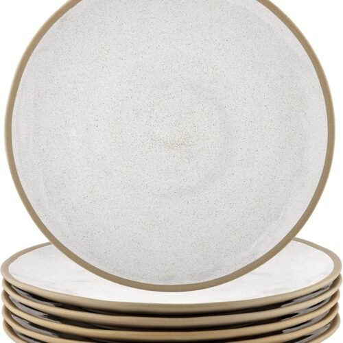 Yedio 10.5 Inch Ceramic Dinner Plates Set of 6 – Handcrafted Speckled Glaze Stoneware Plates for Pasta, Salad, Steak – Microwave, Oven & Dishwasher Safe – Rustic Modern Tableware for Home & Restaurant
